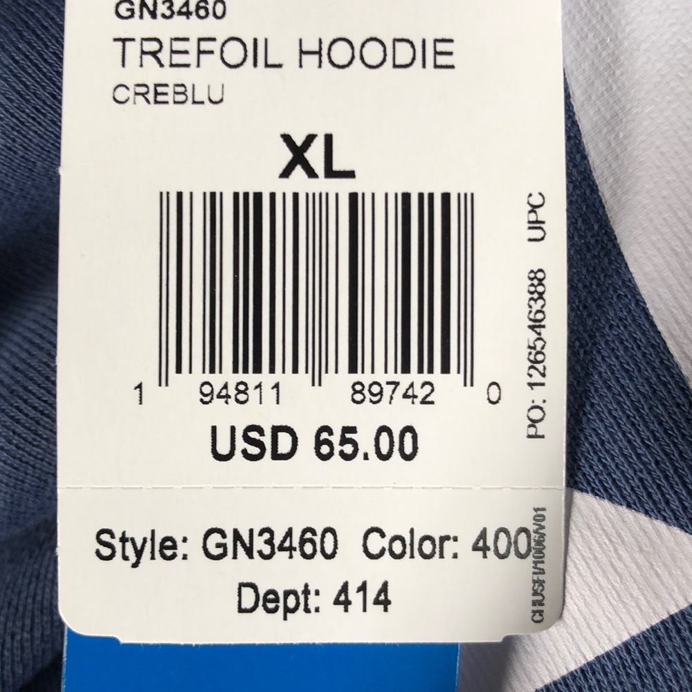 Adidas Trefoil Hoodie crew blue. Mens XL comfortable, cozy, and stylish hoodie.